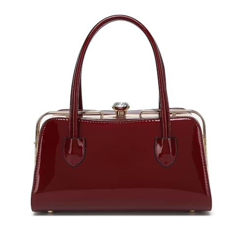 BOW FRAME SATCHEL WITH DETACHABLE SHOULDER STRAP PATENT LEATHER4
