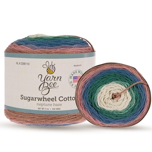 Yarn Bee 3 - Light Cotton Yarn Skein 335 Yards for Crocheting & Knitting Blankets, Hats & More Craft Supplies in Neptune Haze