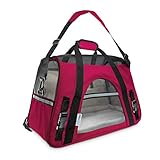 Paws & Pals Airline Approved Pet Carrier - Soft-Sided Carriers for Small Medium Cats and Dogs Air-Plane Travel On-Board Under Seat Carrying Bag with Fleece Bolster Bed for Kitten Cat Puppy Dog Taxi