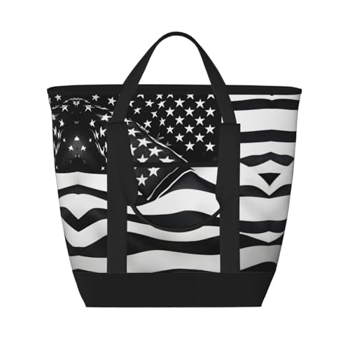 Sac isotherme de grande capacité noir pour pique-nique en plein air et virées shopping urbaines