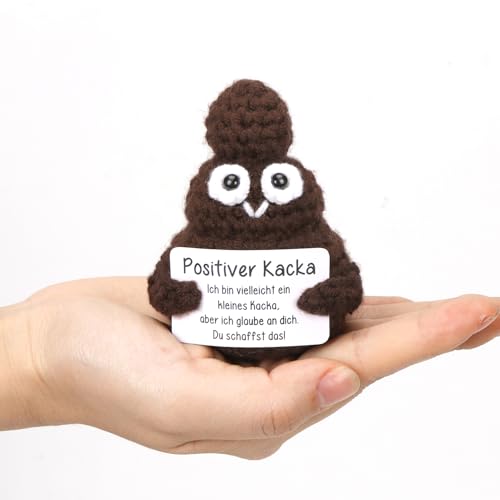 Positive Kacka Puppe, Pocket Hug Mini Kacka Plush, Kacka Spielzeug mit Karte Hug Glücksbringer, Kreative Strickwolle Poo Puppe, Geschenk für Geburtstags Weihnachten Abschieds Besserung Mutmacher 22