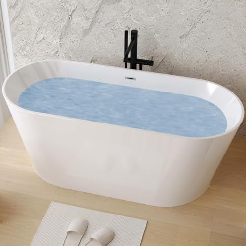 55" Oval Freestanding Soaking Bathtub with Toe-Tap Chrome Drain, Stand