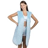 Chaks: chaleco de piel sintética mullida para mujer, largo y sin mangas, complemento para festivales, carnaval, discotecas y fiestas temáticas