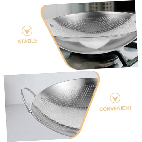 Wok de acero inoxidable con doble asa y estructura de panal miniatura 6