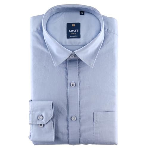 Image of 7-DAYS Men's 100% Cotton Full Sleeve Shirt for Men | Premium Plain Shirt | Tailored Fit (Between Slim & Regular) | Stylish Office & Casual Wear | with Pocket