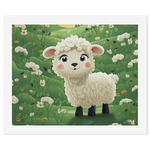 Kit de pintura por números para principiantes juego de óleo acrílico con lienzo de ovejas