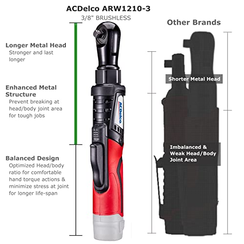 ACDelco ARW1210-2T G12 Series 12V Cordless Li-ion 1/4" 45 ft-lbs. Brushless Ratchet Wrench - Bare Tool Only by ACDelco Tools - Image 3