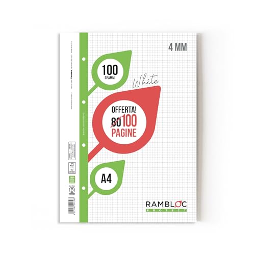 Pièce de rechange A4 renforcée Rambloc FSC 100 g. Lot de 4 pièces de rechange 4 mm (400 pages au total)