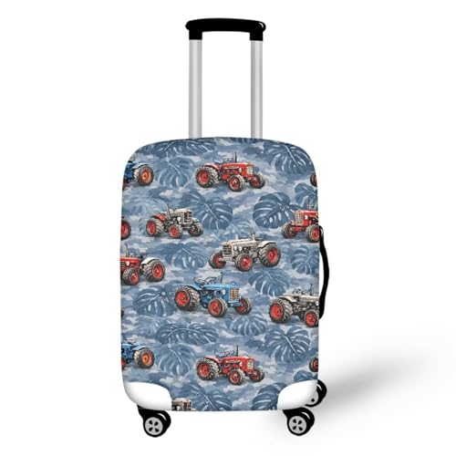 Image of Coloranimal Palm Leaf Tractor Luggage Covers Washable Travel Luggage Covers Fashion Suitcase Covers Spandex Suitcase Protector Fits 22-24 Inch Luggage for Adult