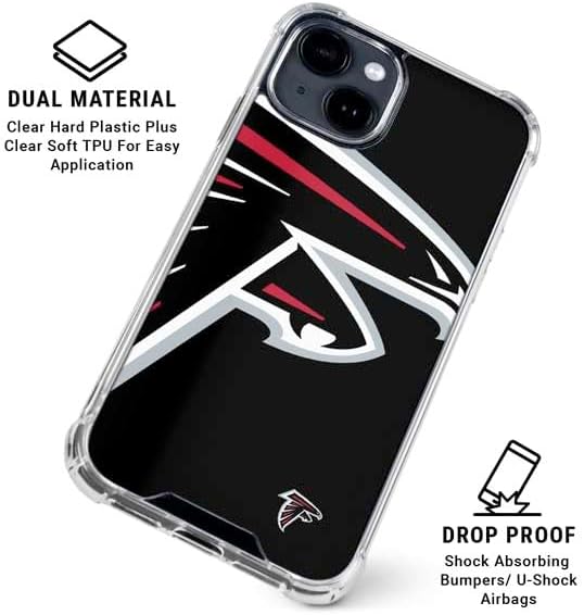 Skinit Clear Phone Case Compatible with iPhone 15 - Officially Licensed NFL Atlanta Falcons Large Logo Design