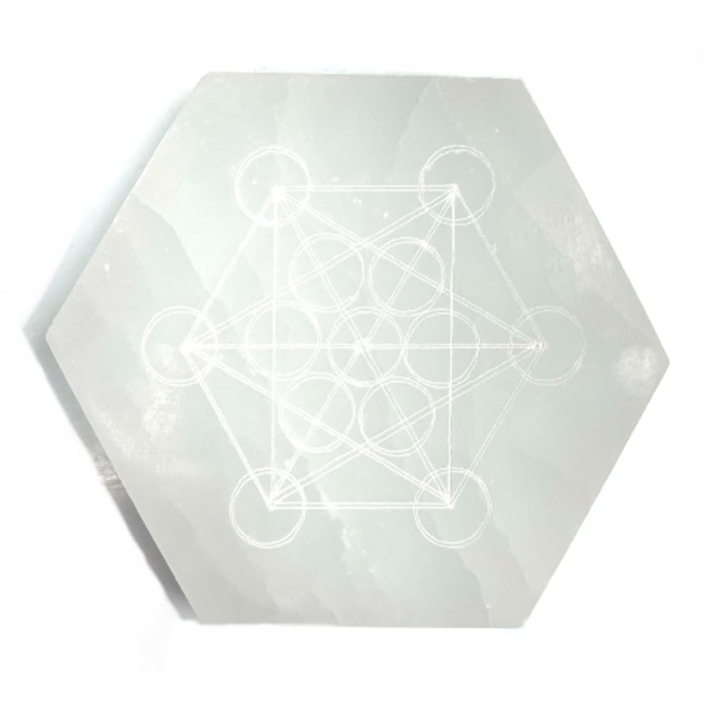 Metatron's Cube Hexagon Selenite Charging Plate – 4