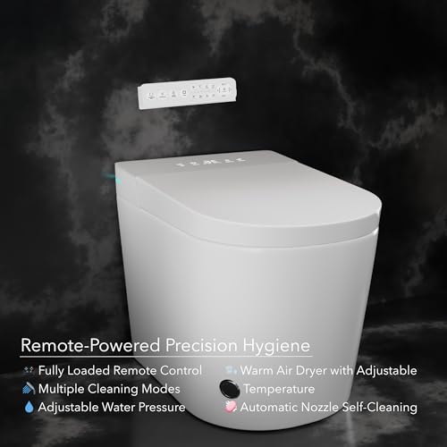 Image of Hindware Automate Imperial Smart Toilet | Adjustable Dryer | Heated Seat | Remote Control & Dual Flush | Nozzle Self-Cleaning | Foot Sensor Flush | Ceramic Floor-Mount EWC S-300 Trap | Star White