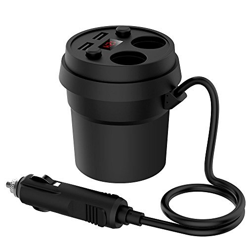 Car Cup Charger, Uverbon 60W 12V/24V 2-Socket Cigarette Lighter Power Splitter Adapter