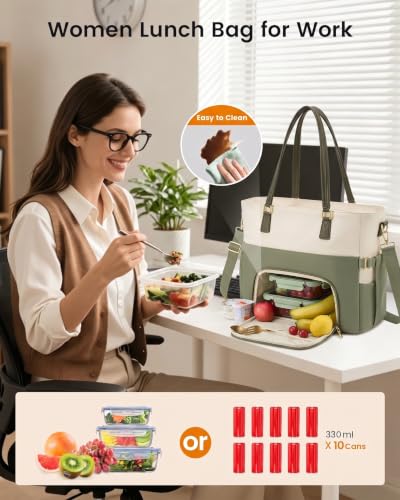 Image of LOVEVOOK Lunch Tote Bag for Women, Work Laptop Bag with Lunch Compartment