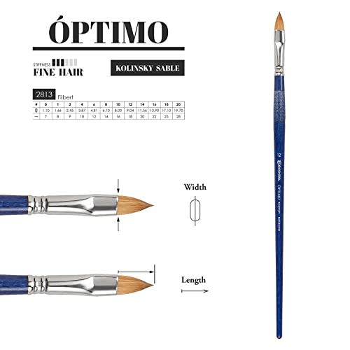 Escoda Optimo Series Artist Oil & Acrylic Long Handle Paint Brush, Pure Kolinsky, Filbert, Size 6 #TOP2