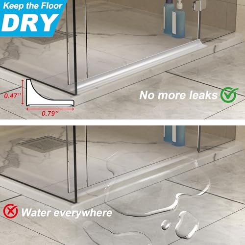 Zehiels 39Inch Shower Threshold Water Dam, Self-Adhesive Silicone Shower Barrier Water Stopper Shower Door Bottom Seal Strip Shower Splash Guard for Bathroom Kitchen Bathtub by Zehiels - Image 3
