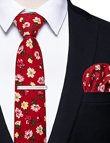 Image of Barry.Wang Mens 6 PCS Ties Silk Striped Paisley Check Floral Necktie Silky Woven Wedding Business Party Ties 3.34 inch