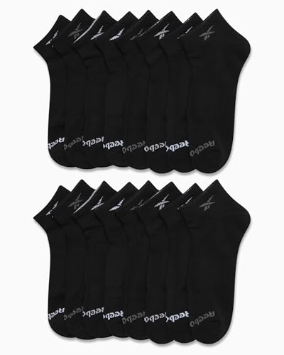 Reebok Mens Quarter Socks - 16 Pack Performance Stretch Moisture Wicking Sock - Athletic Running Socks for Men (6-12.5), Size 6-12.5, All Black - Thumbnail 2