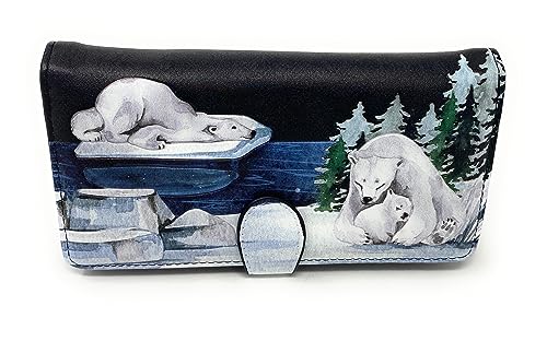 Shag Wear Polar Bear Scene Large Animal Wallet for Women and Teen Girls Vegan Faux Leather 7" Black2