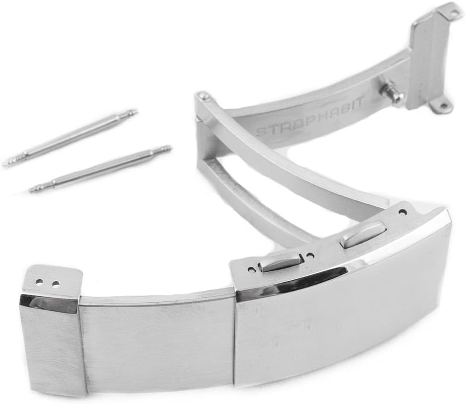 StrapHabit Quick Adjust Ratcheting Deployant Watch Clasp Buckle - Stainless Steel Deployment for Stainless Steel Bracelets