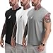 LSLXYWZX Men's Tank Tops 3 Pack Sleeveless Workout Mesh Material Quick Dry Athletic Running Gym Muscle Beach Fitness Shirts (US, Alpha, Large, Regular, Regular, Black+White+Gray)