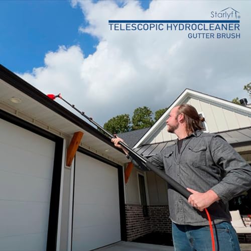 STARLYF Teleskop-Reinigungsbürste (Dachrinnenreinigungsset), wasserbetrieben, Dachrinnen-Reinigungsbürste, Dachrinnen-Reinigungsbürste, Sonnenkollektoren (1 Dachrinnenzubehör)