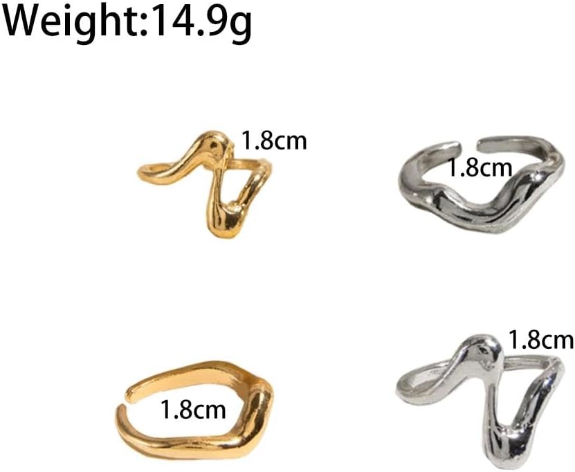 Gold Silver Two Tone Rings for Women,Chunky Stackable Dome Wave Knuckle Rings,Trendy Rings Set Simple Jewelry - Image 6