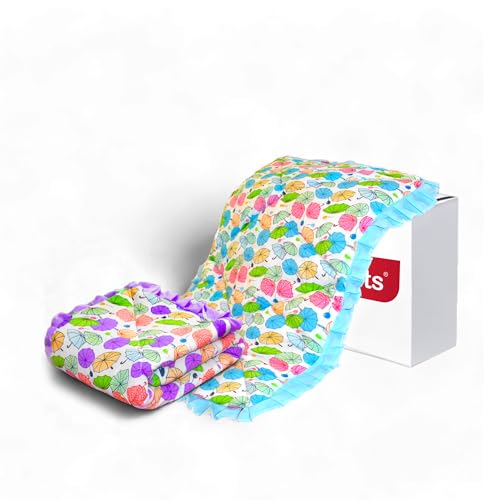 Image of VParents Cotton Crib Sheet for New Born Baby, Soft Cotton Godadi Set for Baby, Godari Bedding Set of 2, Blue & Purple, Chunky
