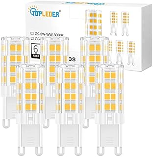 TopLeder G9 LED Bulbs 6-Pack, 5W 450LM LED Light Bulbs, Warm White 3000K, No Flicker Non-Dimmable, 40W Halogen Bulb Equivalent, Energy Saving G9 Bulb