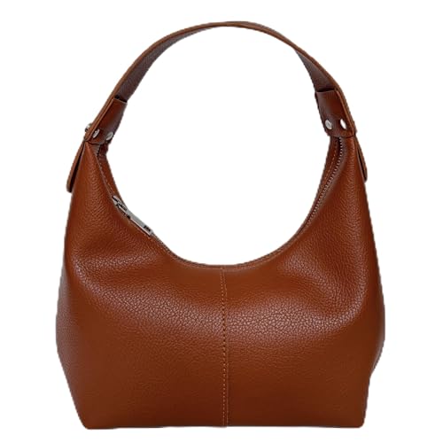 Image of Hobo Women's PU Leather Shoulder Tote Clutch Crescent Slouchy Bag with Zipper Closure and Top Handle