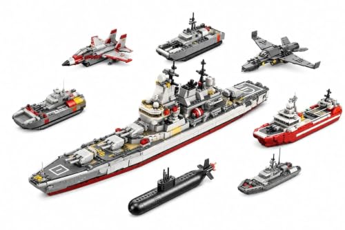 Image of SKY LINE OCEAN 8-in-1 Ship Building Block Set, 526+ PCS Transforming Boat & Marine Vessel Models Kit, STEM Educational Toy for Kids & Teens, Creative Rebuild Play Set, 5-Year Structural Warranty