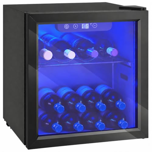 HOMCOM Vinoteca 12 Botellas, 36 L, Temperatura Ajustable 4-16℃, Negro