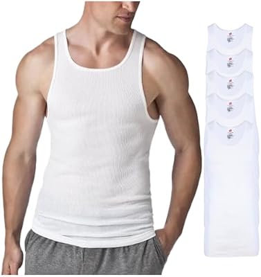 Hanes Men's Tall Man A-Shirt Tank Top - White, Large/Tall (Pack of 5)