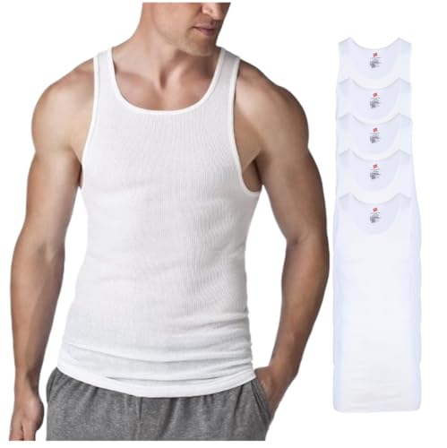 Hanes Men's Tall Size Flat, White-5 Pack