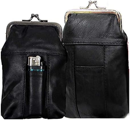 2pc Set Soft Leather Cigarette Case 100s+120s - BLACK