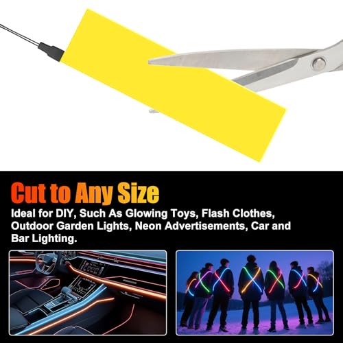 Image of Flexible Led Panel,Electroluminescent Panel Sheet EL Tape Cuttable Soft for Mask Eye Cosplay Party Decor DIY-Continuous /Slow Flash /Fast Strobe 3x24 cm Lightblue (Yellow, 5 * 30)