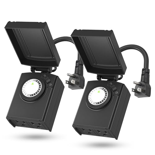 BN-LINK 24 Hour Heavy Duty Mechanical Timer, Outdoor Timer Outlet Waterproof with 30 Minutes...