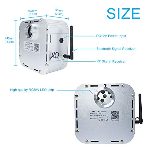 Callsky 32W Twinkle APP Sound Activated RGBW Fiber Optic Star Ceiling Light Kit for Home and Media Movie Room Decor, Bluetooth Light Engine+Remote Control+Cable 1000pcs*0.75mm*16.4ft/5m