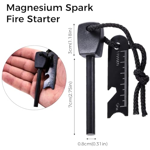 ZIBUYU® Magnesium Spark Fire Starter, Thick Bushcraft Survival Firesteel Rod with Flint Striker Ruler Serrated Striker Rapid Camp Fire Maker Kit Serrated Edge with Bottle Opener
