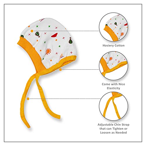 Image of New Born Baby Girls & Boys Finest Hosiery Cotton Double Layer Knot Caps Set /Infant /Hat /Toppi /Kan Topi (Pack of 3) (9-12 Months) Multicolour