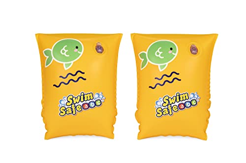 Bestway Inflatable Swimming Armbands for Kids Float Bands Sleeves, Inflatable Swim Armbands for Boys and Girls, Ages 3-6, Yellow