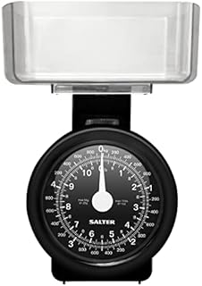Salter 114 BKCLDR Mechanical Kitchen Scale, Compact, 5 Kg Max Capacity, Dishwasher Safe Bowl, Easy Clean, Scale Fits Inside Pan, Dust-Free Storage, Metric/Imperial, Large Dial, Black