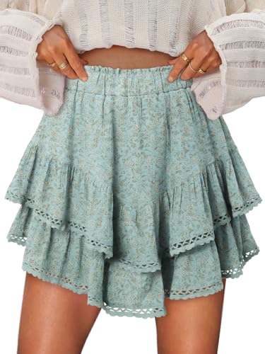 onlypuff Flowy Shorts for Women Ruffle Skorts Cute Mini Skirts