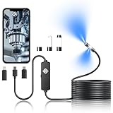 ChaneeHann Endoscopio, Telecamera Ispezione Tubi da 5 Metri IP67 Impermeabile con 6 LED Regolabili, Telecamera Endoscopica Professionale per Ispezione Auto e Idraulica