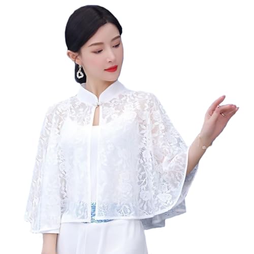 Women Lace Wedding Shawls Wrap Bridal Shrug Stand Collar Cape Cardigan Shoulder Covers Up For Evening Prom Dress