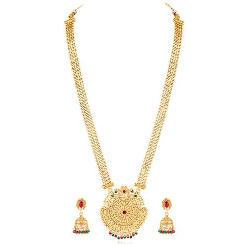 Image of Peora Gold Plated Bridal Jewellery Set with Kamarband Gift for Women Indian Traditional Ethnic Wedding