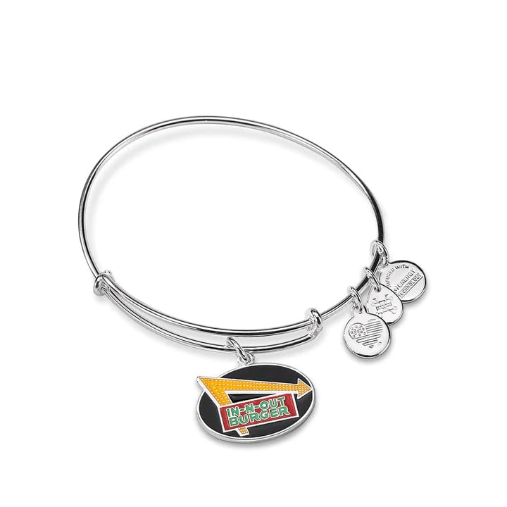 Alex and Ani A18EBINOUTSS,In N Out Burger Expandable Bangle Bracelet,Shiny Silver,Multi, Bracelet