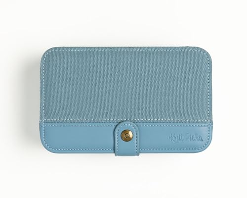 Image of Knit Picks x dellaQ Blue Interchangeable Knitting Needles with Dusty Blue Buddy Case (Dusty Blue and Regular Blue Needles)