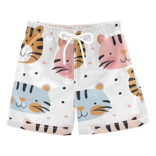 OREZI Boys Swim Trunk Shorts Seamless Cute Tigers Bathing Suit for Kids