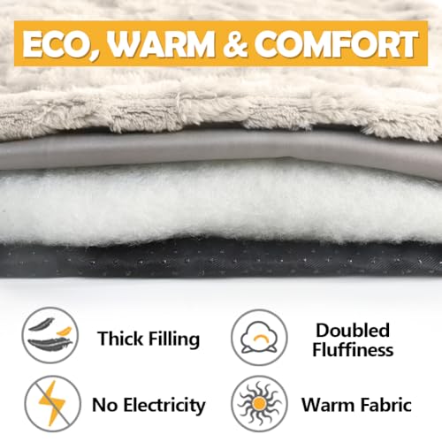 XIAPIA Selbstheizende Decke Katze & Hunde, Flauschig Selbstwärmende Katzendecke ohne Kabel, Wärmedecke Heizdecke ohne Strom, Washbar Thermodecke Katzenkissen (Weiß, 90 * 60)